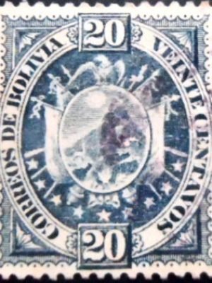 Selo postal da Bolívia de 1894 New Coat of arms 20 U sev