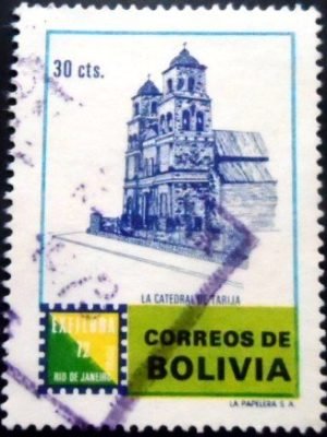 Selo postal da Bolívia de 1972 Cathedral of Tarija U