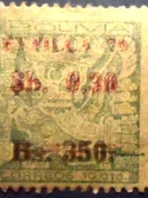 Selo postal da Bolívia de 1970 Gate of the Sun double surcharged 0.30 N