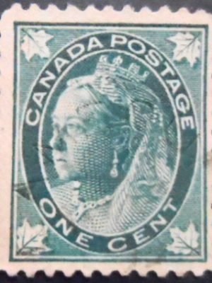 Selo postal do Canadá de 1897 Queen Victoria "Maple Leaf" 1 U