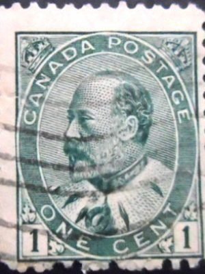 Selo postal do Canadá de 1908 King Edward VII U sev