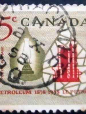 Selo postal do Canadá de 1958 Centenary of Canadian Oil Industry U