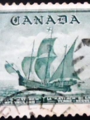 Selo postal do Canadá de 1949 Entry of Newfoundland into Confederation 4 U
