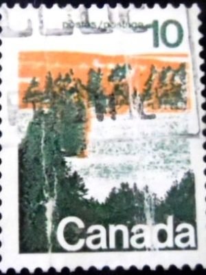 Selo postal do Canadá de 1972 Forest Area in Central Canada 10 U sev
