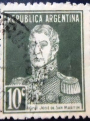 Selo postal da Argentina de 1924 General San Martin 10 U sev