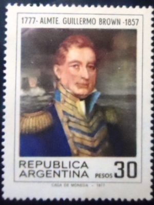 Selo postal da Argentina de 1977 Admiral Guillermo Brown M