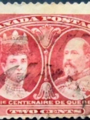 Selo postal do Canadá de 1908 King Edward VII and Queen Alexandra 2 U