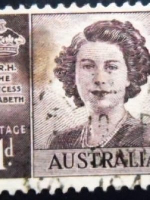 Selo postal da Austrália de 1947 Princess Elizabeth 1 U