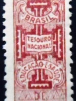 Selo fiscal Tesouro Nacional do Brasil década de 1940 Educação e Saúde 0.80 M