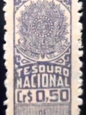 Selo Fiscal do Brasil Tesouro Nacional Cr$ 0.50 M lilás