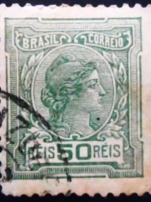 Selo postal do Brasil de 1918 Alegoria República 50 U