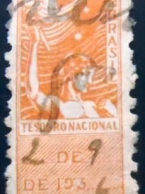 Selo fiscal Tesouro Nacional do Brasil de 1932 Educação e Saúde 1000 U