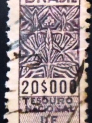 Selo fiscal do Brasil de 1942 Tesouro Nacional 20$