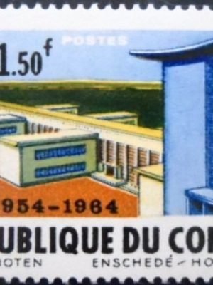 Selo postal da Rep. do Congo de 1964 University building M