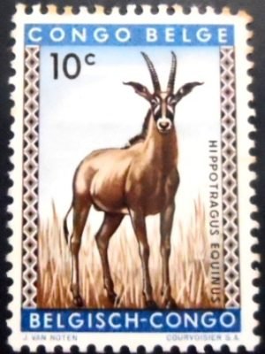 Selo postal do Congo Belga de 1959 Roan Antelope U