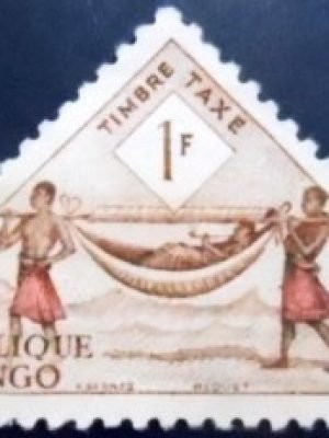 Selo postal da Rep do Congo de 1961 Palanquin Bearers P N