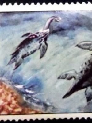 Selo postal da Rep Congo de 1975 Cryptoclidus M