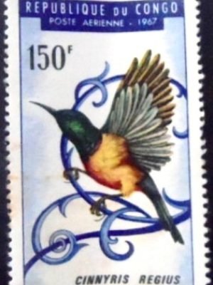 Selo postal da Rep do Congo de 1967 Regal Sunbird N