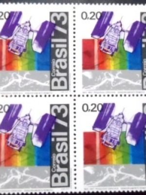 Quadra de selos postais do Brasil de 1973 INPE M QD