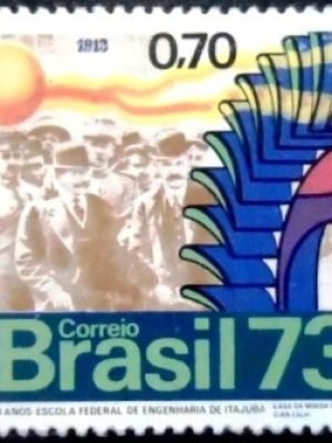 Selo postal do Brasil de1973 Escola Federal de Itajubá M