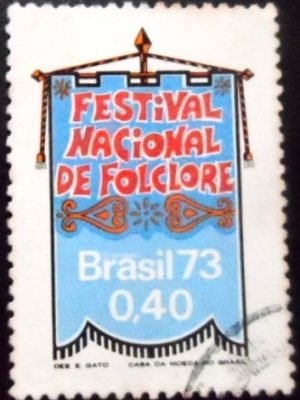 Selo postal do Brasil de 1973 Folclore U