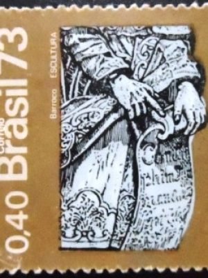 Selo postal do Brasil de 1973 Escultura N