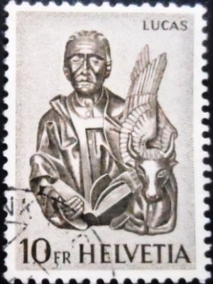 Selo postal da Suiça de 1961 Saint Luke with the Bull U