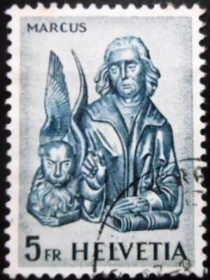 Selo postal da Suiça de 1961 Saint Mark with the Lion U sev