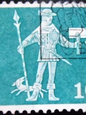 Selo postal da Suíça de 1960 Messenger of Schwyz 10 U sev