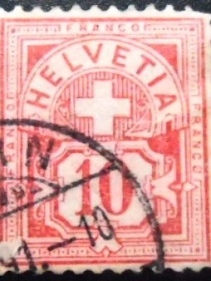 Selo postal da Suiça de 1882 Cross over value plate U sev