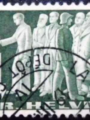 Selo postal da Suiça de 1954 Prior to the Ballot Box U