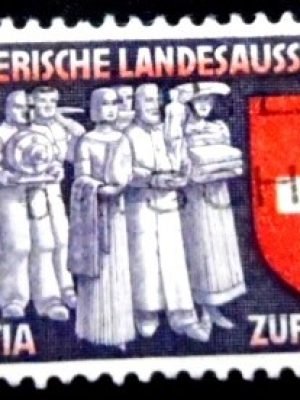 Selo postal da Suiça de 1939 Swiss bring their handicrafts to the exhibition U