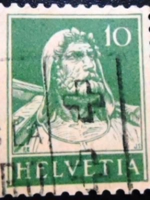 Selo postal da Suiça de 1921 William Tell U sev green