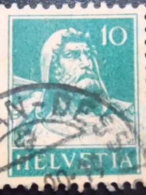 Selo postal da Suiça de 1928 William Tell U sev blue