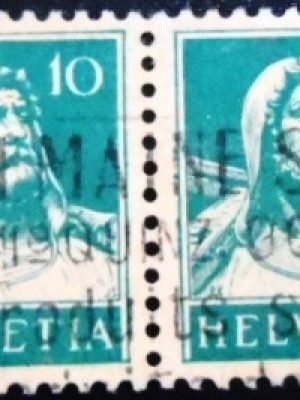 Par de selos postais da Suiça de 1928 William Tell U sev blue PR