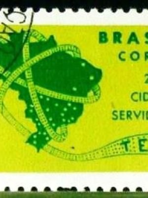 Selo postal do Brasil de 1968 Telex Curitiba - C 607 M1D