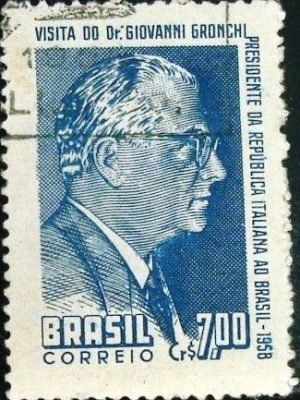 Selo postal do Brasil de 1958 Giovanni Gronchi - C 421 NCC