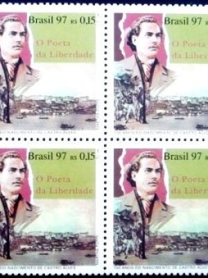 Quadra de Selos postais do Brasil de 1997 Castro Alves