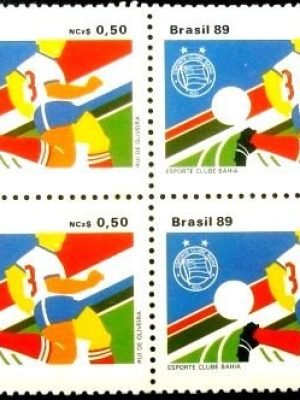 Quadra de selos postais do Brasil de 1989 E. C. Bahia N QD