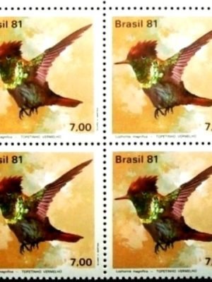 Quadra de selos do Brasil de 1981 Topetinho Vermelho