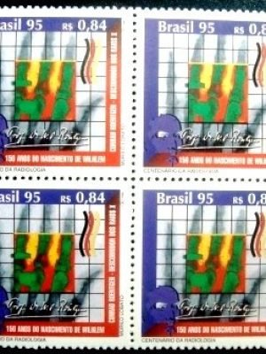 Quadra de selos postais do Brasil de 1995 Wilhelm Conrad Roentgen