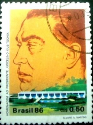 Selo postal de 1986 Juscelino Kubitschek U