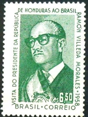 Selo postal do Brasil de 1958 Villeda Morales
