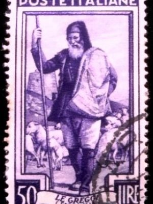 Selo postal da Itália de 1950 Shepherd
