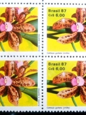 Quadra de selos postais de 1987 Cattleya guttata