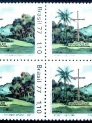 Quadra de selos postais do Brasil de 1977 Porto Seguro 1