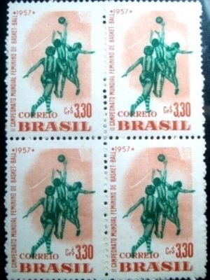 Quadra de selos postais do Brasil de 1957 Mundial de Basquete