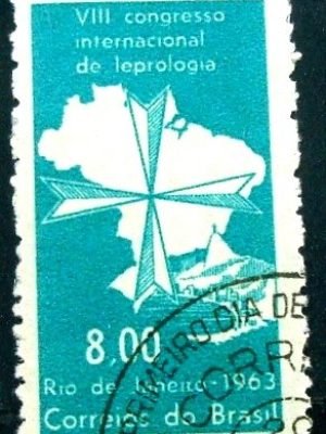 Selo postal do Brasil de 1963 Leprologia