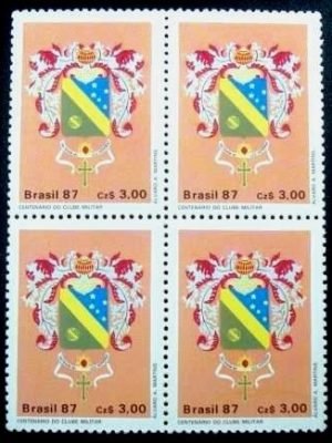 Quadra de selos postais do Brasil de 1987 Centenário Clube Militar