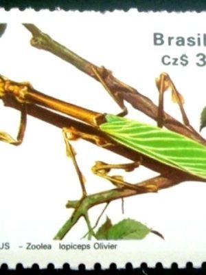 Selo postal do Brasil de 1987 Louva-a-deus